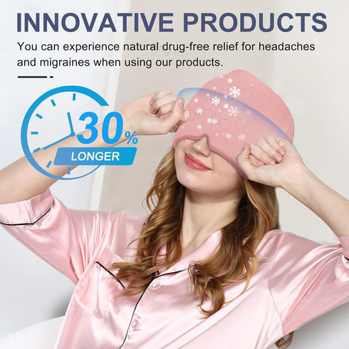 EXQUISLIFE Migraine Headache Relief Cap, Gel Ice Head Wrap, Hot and Cold Therapy for Sinus, Puffy Eyes, Tension Relief