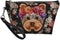 Howilath Floral Yorkie Terrier Dog Makeup Bag, Portable Cosmetic Clutch Bag for Women Travel Shopping