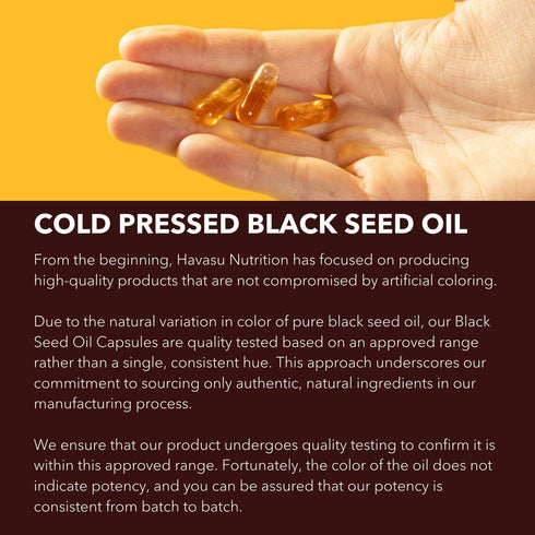 Black Seed Oil Nigella Sativa Cold-Pressed Capsules, 1500mg for Immune Support, 90 Vegetarian Capsules