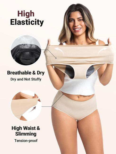 Quick Dry Incontinence Underwear for Women - Stretch Hi-Waist Cotton Panties
