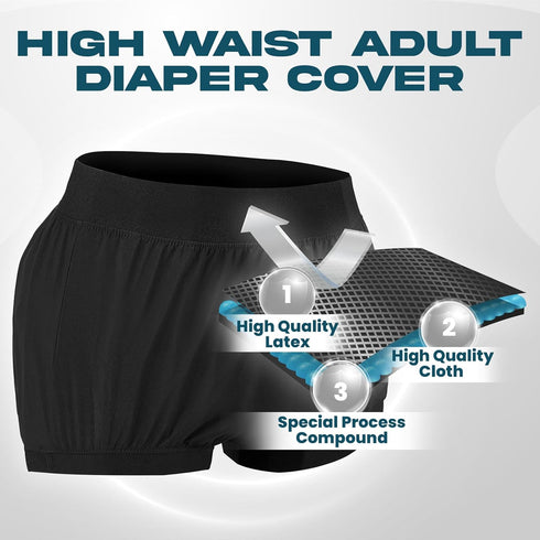 Menpol 2 Adult Plastic Pants Diaper Cover, High Waist Rubber Incontinence Pant Washable, Reusable Plastic Underwear