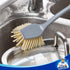 Pack 2 MR.SIGA Dish Brush with Long Bamboo Handle Built-in Scraper, Scrub Brush for Pans, Pots, Kitchen Sink Cleaning
