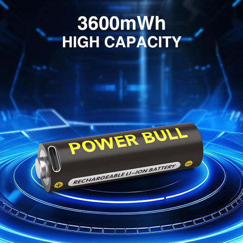 USB AA Battery Lithium, USB Rechargeable AA Batteries 1.5V 3600mWh Over 1000 Cycles with 4-in-1 Charging Cable, 4-Pack