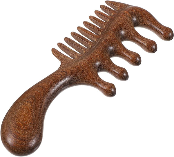 KFHENSOMR 1 PCS Wooden Scalp Massager Comb Natural Sandalwood Scalp Massager Comb Wide