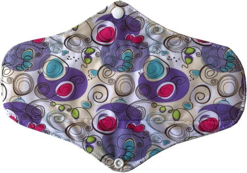 Sigzagor 5 (10 inch)) Pieces Charcoal Bamboo Mama Cloth/Menstrual Pads/Reusable Sanitary Pads (Swirl Purple, Regular