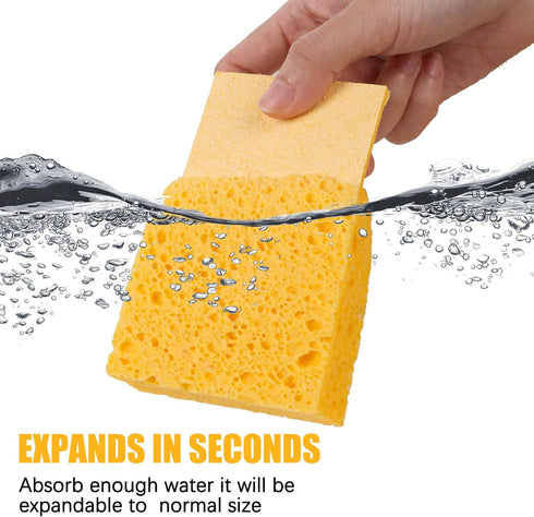 12 Pack Large Cellulose Sponges, Durable Kitchen Dish Sponge for Cleaning, Compressed Packaging, Multi-Use