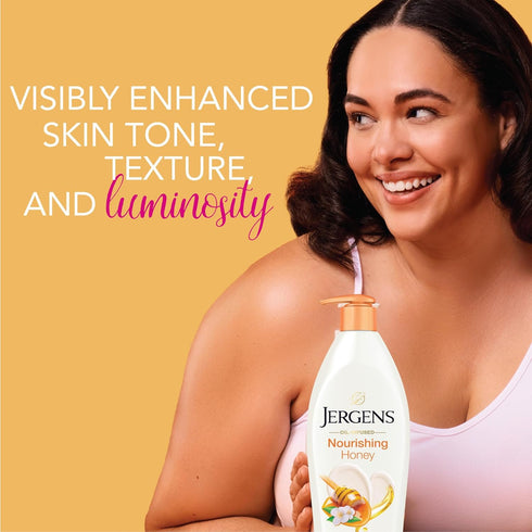 Jergens Nourishing Honey Dry Skin Moisturizer, Illuminating Hydralucence Blend, 16.8 Oz, Pack of 4