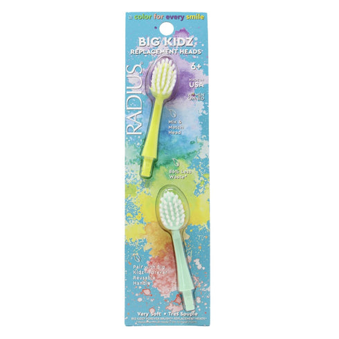 RADIUS Big Kidz Forever Brush Replacement Heads for Children 6 Years and Up, BPA Free, Extra Soft (2 Heads - 3 Count)