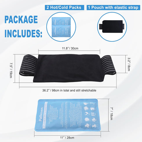 Ice Packs for Injuries Reusable, Soft Gel Hot and Cold Therapy Packs, Adjustable Wrap for Pain Relief (3-Piece Set)