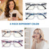 4 Pack Blue Light Blocking Reading Glasses for Women Men, Fashion Square Computer Readers with Spring Hinge