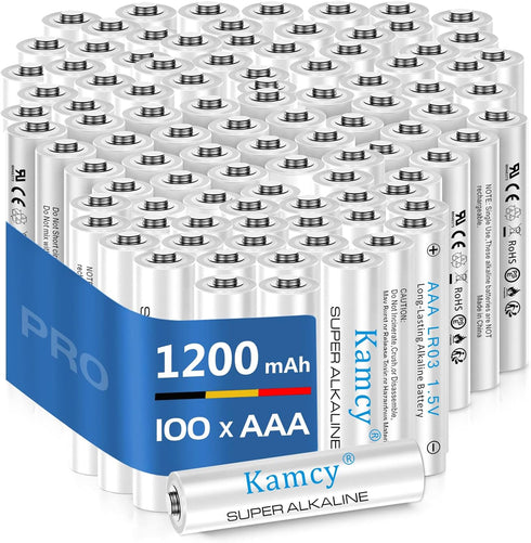 AAA Batteries 100 Pack - Alkaline Triple A Batteries, Ultra Long-Lasting 1.5V LR03 Bulk with 10-Year Shelf Life