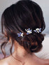 Latious Pack of 3 Bride Wedding Hair Pins, Pearl Bridal Hair Piece with Blue Crystal Hair Clips (Silver)