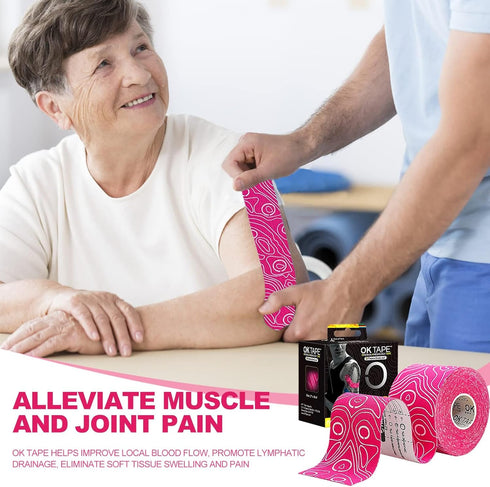 OK TAPE Uncut Kinesiology Tape Roll - Pro Adhesive & Water-Resistant K Tape for Pain Relief and Muscle Support (2" x