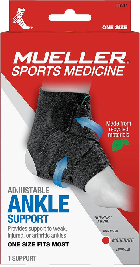 MUELLER Sports Medicine Green Adjustable Ankle Support Brace, Pain Relief for Men & Women, One Size