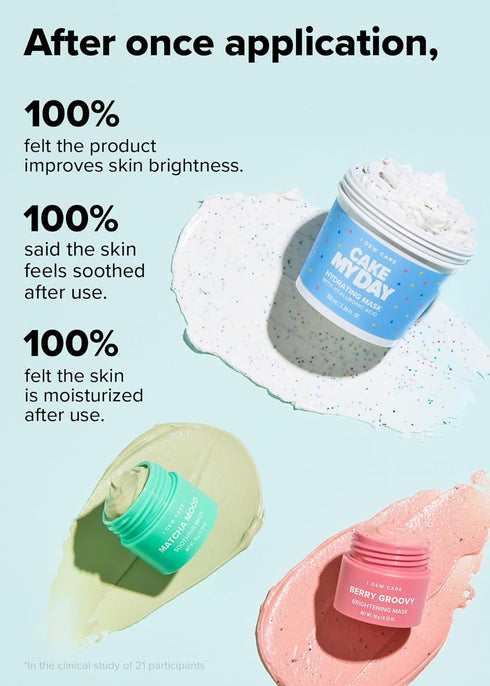 I DEW CARE Wash-off Masks with Headband Set - Scoop Party | Gift Set with Hyaluronic Acid, Skincare Essentials,