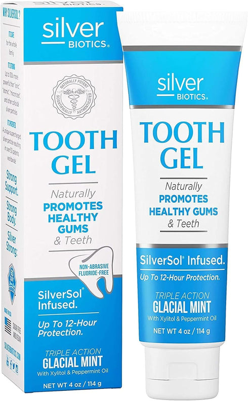 Silver Biotics Tooth Gel | SilverSol Ag4O4 22 ppm Nano-Silver Gel for Gum & Teeth Protection | Glacial Mint, 4 oz
