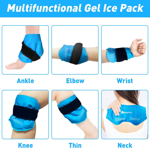 Ankle Ice Pack Wrap for Swelling, Reusable Gel Cold Compress for Foot Pain Relief, Achilles Tendonitis, Sprains