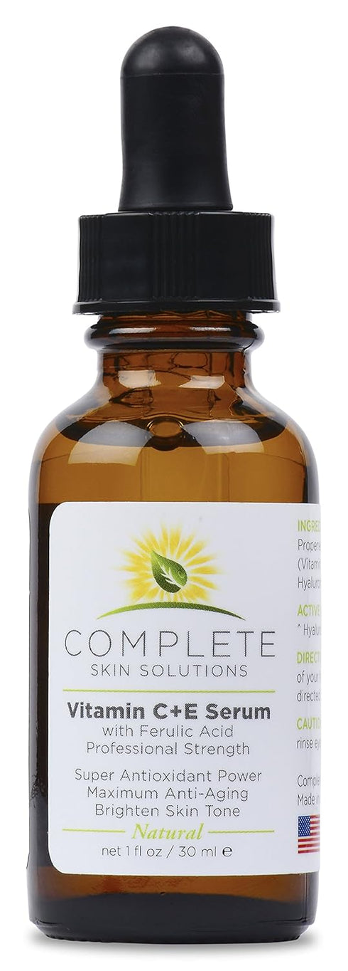Natural Vitamin C E Serum with Ferulic and Hyaluronic Acid, 1 oz