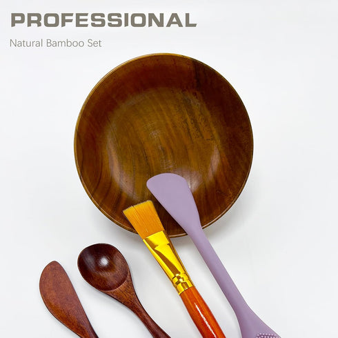 Wood Mask Mixing Bowls 6 Pack, DIY Beauty Spa Tools Kit for Clay Mask, Cosmetic Bowl, Spatula, Brush, Headband