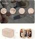 Pocmimut PU Leather Makeup Bag, Open Flat Travel Pouch for Women, Essentials Organizer (Beige)