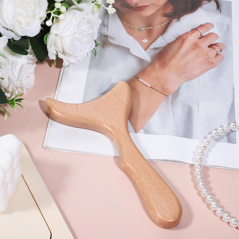 Mozeat Lens 1 Pack Lymphatic Drainage Massager, Natural Wood Therapy Massage Tools One-Handed Gua Sha Body Tool Manual
