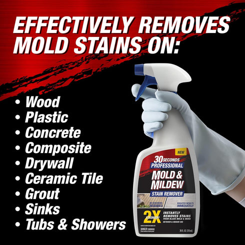 30 SECONDS Pro Mold and Mildew Stain Remover, Ready To Use Refill, 128 fl. oz.