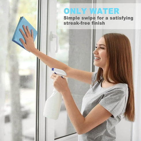 Window Cleaning Cloth - Glass Cleaning Cloth, Streaks and Scratches Free (Blue, 4 Pack)