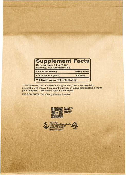Pure Original Ingredients Tart Cherry Extract (4oz), Non-GMO, Vegan, No Fillers or Additives, Herbal Supplement