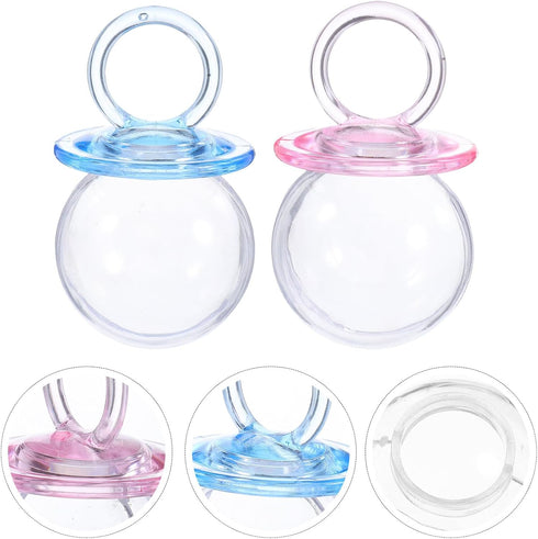 SEWCHICS 24pcs Shower Candy Favor Boxes, Mini Pacifier Treat Containers, Blue Pink Keepsake Boxes for Baptism, Birthday