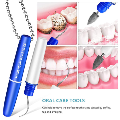 Healvian 2pcs Portable Dental Picks - Mini Travel Plaque and Tartar Remover with Chain for Oral Cleaning