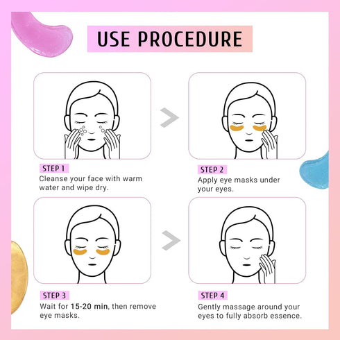 Under Eye Patches (30 Pairs), Gold Eye Mask with Hyaluronic Acid for Puffy Eyes, Dark Circles & Wrinkles Treatment