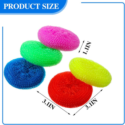 Uiifan 50 Pcs Plastic Dish Scrubbers for Dishes Nylon Dish Scrubber Plastic Pot Round Scrubber Scouring Pad Mesh Scouring Dish Pads Non Scratch Scrubbers for Kitchen Household Cleaning, 5 Colors