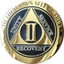 RecoveryChip 2 Year AA Medallion, Elegant Black Gold Silver Bi-Plated Alcoholics Anonymous Chip