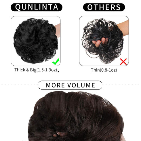 Messy Bun Hair Piece - Thick Updo Scrunchies Hair Extensions for Women Girls, Medium Brown