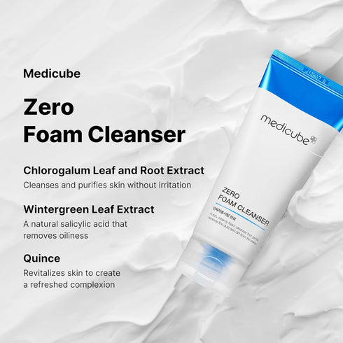Medicube Zero Foam Cleanser for Sensitive Skin - Korean Skincare, Sebum Control, Moisture Balance, Pore Minimization