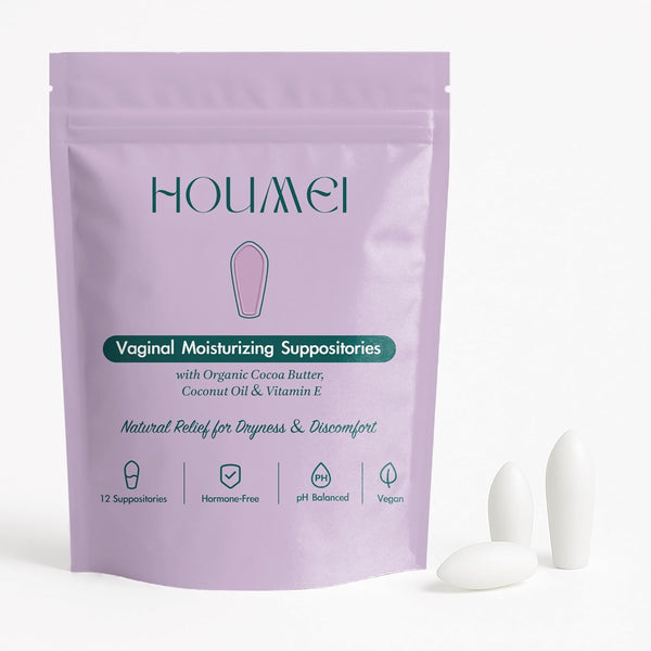 HOUMEI Vaginal Suppositories with Vitamin E and Hyaluronic Acid, Organic Feminine Moisturizer for