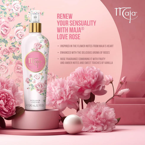 Maja Body Splash Love Rose - 240mL / 8.1Fl Oz, The Scent that Seduces the World.