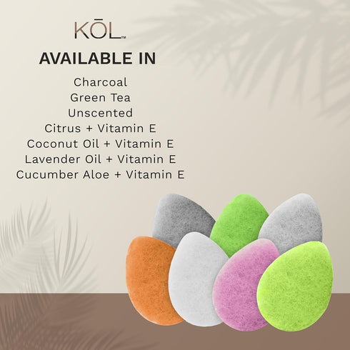 KOL Face Scrubber, Charcoal Infused Exfoliating Facial Cleansing Pads, Disposable Exfoliator Face Sponge, 6 Count