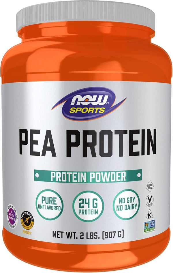 NOW Foods Sports Nutrition Pea Protein, 24 g, Fast Absorbing, Unflavored Powder, 2-Pound