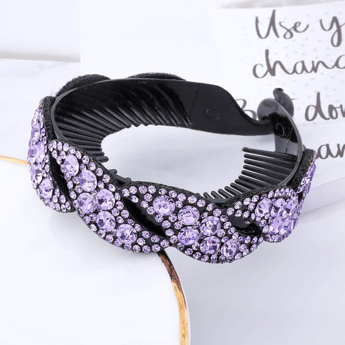 Rhinestone Hair Clip for Women - 5 Pack Half-Balloon Nest Expanding Hairpin Accessories in 5 Mixed Colors