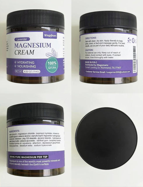 Magnesium Cream - Natural Magnesium Lotion - Body Butter with Shea Butter & Coconut Oil - Fast-Absorbing, Lightweight