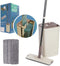 Micro Flat Mop & Bucket System, Hands-Free Wringing, 3 Washable Microfiber Pads for Floor Cleaning