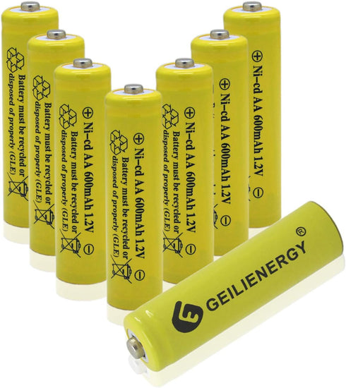 GEILIENERGY 8 PCS Solar Light AA NiCd 600mAh 1.2V Rechargeable Batteries