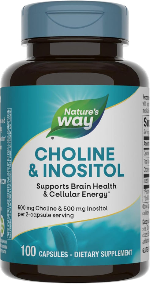 Nature's Way Choline & Inositol, 500 mg Choline & 500 mg Inositol, 100 Capsules, Supports Brain Health & Cellular