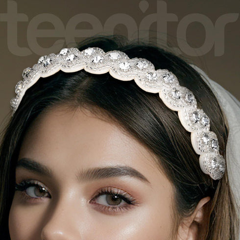 Teenitor 6pcs Rhinestone Beaded Headband, Multicolor Elastic Jewelry Hair Bands for Women & Girls