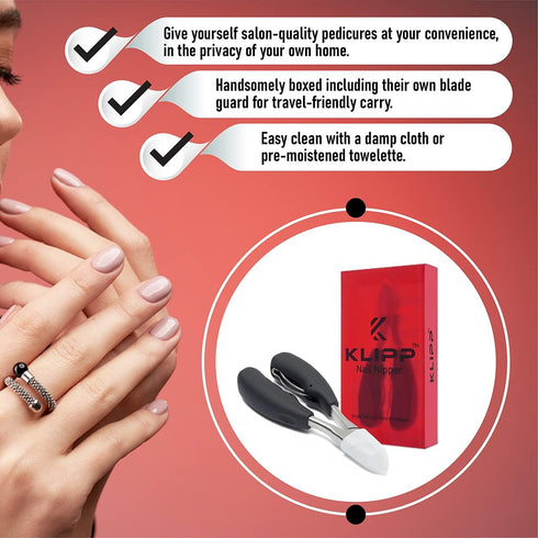 KLIPP Toenail Clippers for Thick Nails – Rustproof Stainless Steel Ingrown and Cuticle Nipper Trimmer with Ergonomic