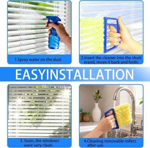 YudeWater 8Pcs 7-Finger 4 Window Venetian Blind Cleaner Duster Tool, Microfiber Dusting Brush for Wood/Vinyl Blinds