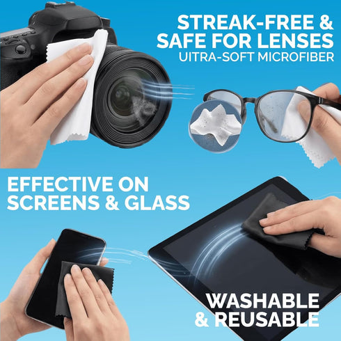 One Tap Only 6 Pack 6x7Inch 3 3 Microfiber Cleaning Cloths LintFree Lens & Screen Cleaner Eyeglass Camera Phone Tablet