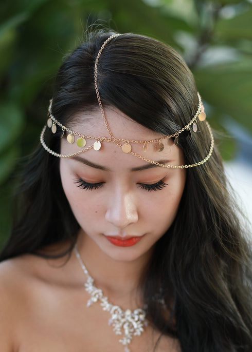 Missgrace Women Bohemian Gold Head Chain - Bridal Headpiece Hair Jewelry Accessories for Wedding