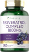 Carlyle Resveratrol Supplement 1800mg - 180 Capsules, Non-GMO & Gluten Free Potent Complex